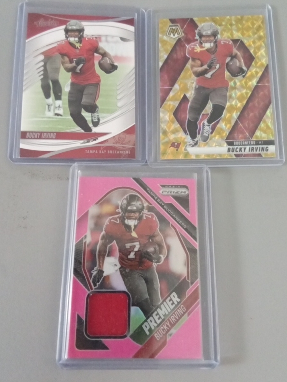 Panini Bucky Irving Lot Tampa Bay Buccaneers Red & Pink Trading Card Trio